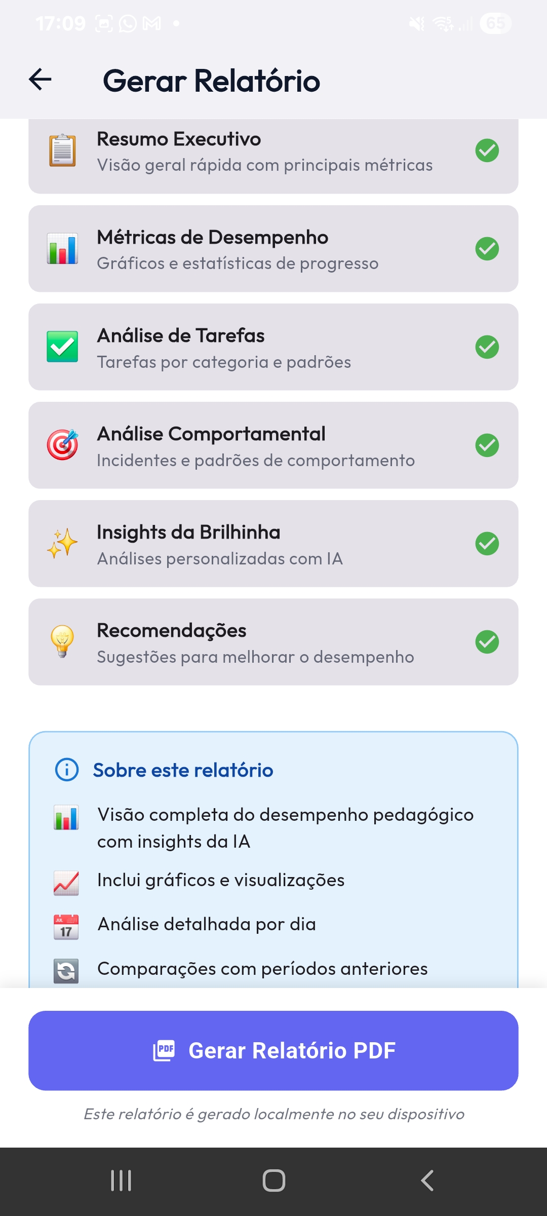 Relatórios pedagógicos