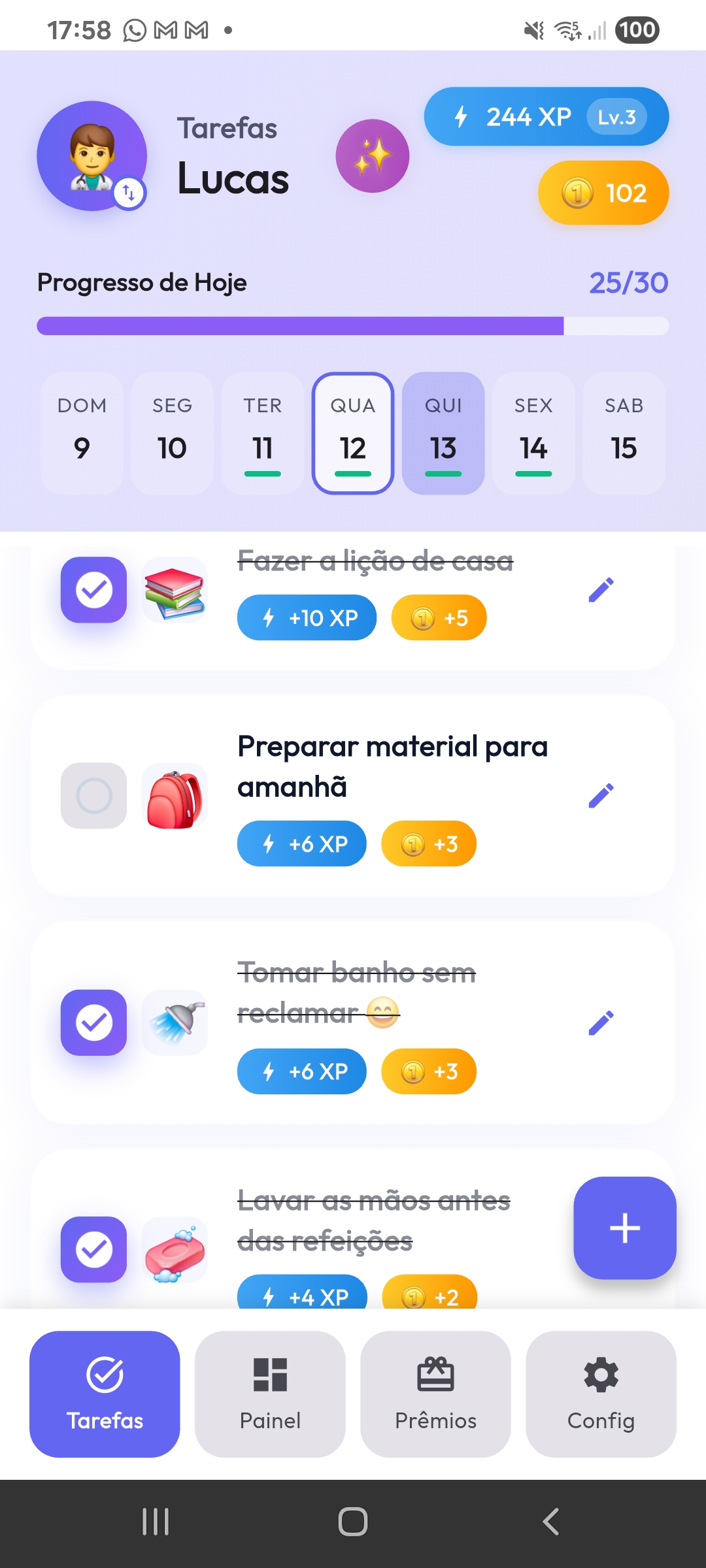 Cadastre tarefas diárias
